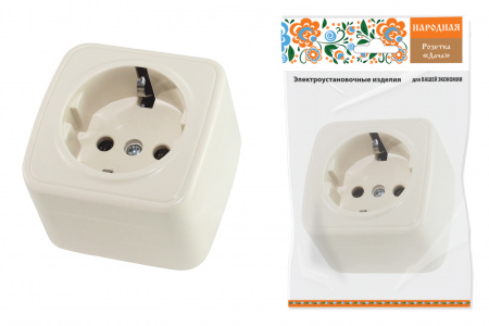 SQ1824-0021 Розетка 2П+З открытой установки IP20 16А, сл. кость "Дача" Народная - купить выгодно в Электромеханике