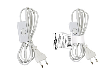 SQ1305-0041 Шнур с выключателем и плоской вилкой "Народный" ШВВП 2х0,5мм2 2м. белый