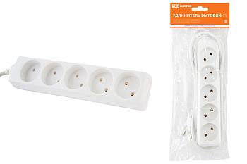 SQ1303-0221 Удлинитель бытовой  У5  5 гнезд, 3метра, без заземления, ПВС 2х0,75мм2  10А/250В TDM