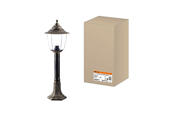 SQ0330-0535 Светильник Прага Эл-11-73-075Б 60 Вт Е27 напольный на стойке h-0.75 м бронза, прозрачный плафон TDM