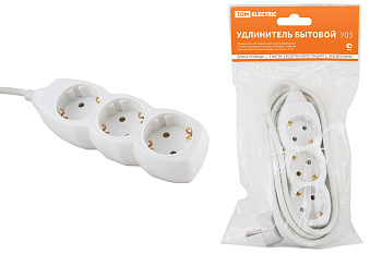 SQ1303-0001 Удлинитель  бытовой У03  3 гнезда, 3метра, с заземлением, ПВС 3х1мм2  16А/250В TDM