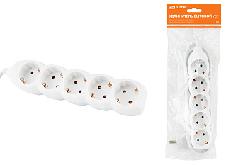 SQ1303-0020 Удлинитель бытовой  У05  5 гнезд, 1,5метра, с заземлением, ПВС  3х1мм2  16А/250В TDM