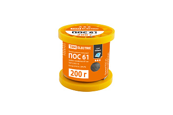 Припой ПОС 61, трубка с канифолью, ГОСТ 21931-76, O1 мм, 200 г, катушка, серия "Алмаз" TDM