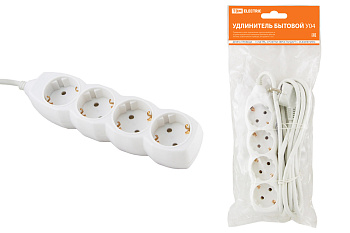 SQ1303-0010 Удлинитель бытовой  У04  4 гнезда, 1,5метра, с заземлением, ПВС 3х1мм2  16А/250В TDM