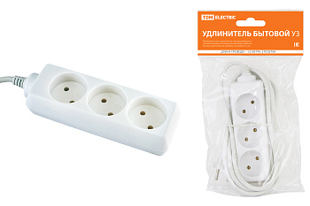 SQ1303-0200 Удлинитель бытовой  У3  3 гнезда, 1,5метра, без заземления, ПВС 2х0,75 мм2  10А/250В TDM