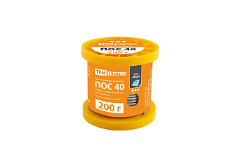 Припой ПОС 40, трубка с канифолью, ГОСТ 21931-76, O1 мм, 200 г, катушка, серия "Алмаз" TDM