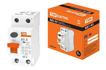 SQ0203-0020 УЗО ВД1-63 2Р 80А 100мА TDM