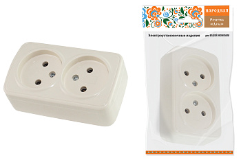 SQ1824-0022 Розетка двойная 2П открытой установки IP20 10А, сл. кость "Дача" Народная