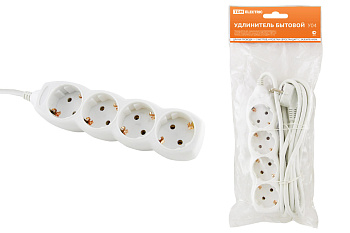 SQ1303-0012 Удлинитель бытовой  У04  4 гнезда, 5метров, с заземлением, ПВС 3х1мм2  16А/250В TDM