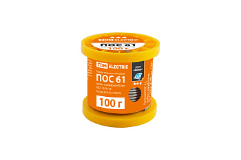 Припой ПОС 61, трубка с канифолью, ГОСТ 21931-76, O2 мм, 100 г, катушка, серия "Алмаз" TDM