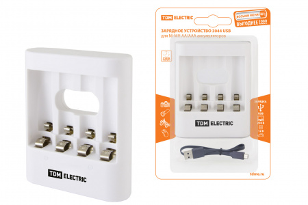 SQ1702-0104 Зарядное устройство 3044 (300 mA 4 слота АА/ААА 2 кан.USB) TDM - купить выгодно в Электромеханике
