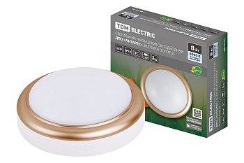 SQ0354-0015 Светильник накладной LED ДПО "Антарес" 8Вт 4000К круг 140*58 мм мат.золото IP54 TDM