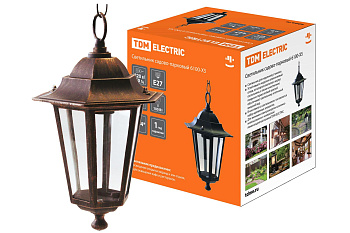 SQ0330-0020 Светильник 6100-15 садово-парковый шестигранник, 100Вт, подвес, бронза TDM