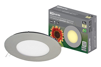 SQ0329-0106 Светильник ультратонкий встраиваемый светодиодный "Даунлайт" СВО (хром) 3 Вт 3000К TDM