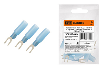 SQ0589-0104 Наконечник НВИ-Т 2,5–4 вилка в термоусаживаемой манжете (100шт) TDM
