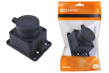 SQ0612-0003 Розетка настенная с заглушкой каучук 2Р+РЕ 16А 250В IP44 TDM