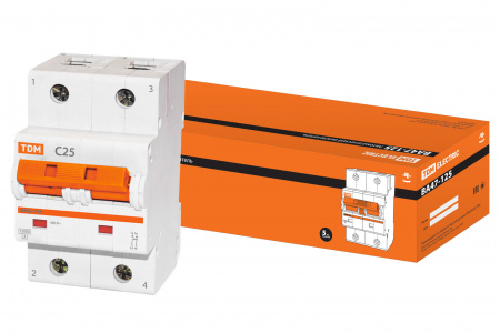 SQ0208-0064 Авт. выкл. ВА47-125 2Р 25А 15кА  х-ка С TDM - купить выгодно в Электромеханике