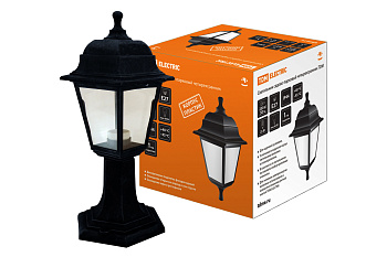 SQ0330-0705 Светильник садово-парковый НТУ 04-60-001 четырехгранник, стойка, пластик, черный TDM