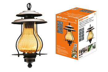 SQ0330-0211 Светильник садово-парковый "Рим" 60 Вт, подвес, алюм., янтарное/кофейный, Е27, TDM