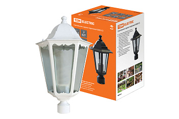 SQ0330-0063 Светильник 6060-23 садово-парковый шестигранник, 60Вт, на опору, белый