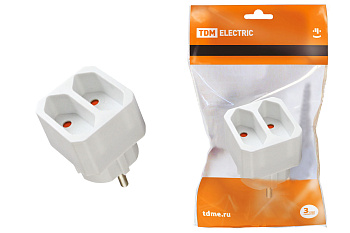 SQ1806-0206 Блок на 2 гнезда 2П 2,5 А 250 B под плоскую вилку белый TDM