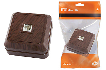 SQ1801-0041 Розетка TФ (RJ-11) открытой установки IP20, бук "Ладога" TDM