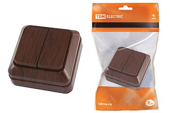 SQ1801-0028 Выключатель 2-кл. открытой установки IP20 10А, бук "Ладога" TDM