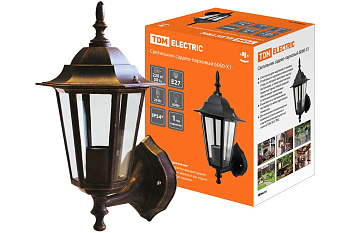 SQ0330-0011 Светильник 6060-11 садово-парковый шестигранник, 60Вт, вверх, бронза TDM