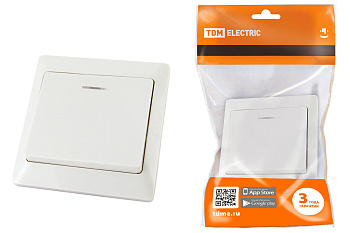 SQ1823-0003 Выключатель 1 кл. с подсветкой 10А белый "Ильмень" TDM