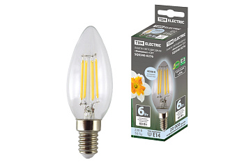 SQ0340-0276 Лампа светодиодная "Филамент" С37-6 Вт-230 В-4000 К–E14 TDM