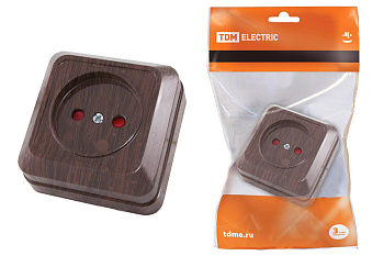 SQ1801-0037 Розетка 2П открытой установки с з/ш IP20 10А, бук"Ладога" TDM