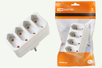 SQ1806-0203 Блок на 4 гнезда 2П 2,5 А 250 B под плоскую вилку белый TDM