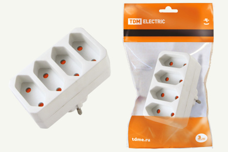 SQ1806-0203 Блок на 4 гнезда 2П 2,5 А 250 B под плоскую вилку белый TDM - купить выгодно в Электромеханике