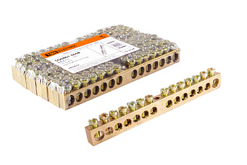 SQ0801-0006 Шина "N" нулевая 8х12мм 14/1 (14групп/крепеж по центру) TDM