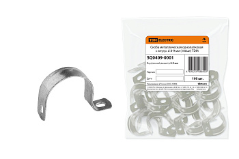 SQ0409-0001 Скоба металлическая однолапковая с внутр. d 8-9 мм (100шт) TDM