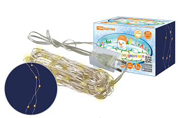 SQ0361-0057 Гирлянда светодиодная "Роса100" 100LED, 10м, 3000К, 250 В, TDM