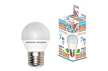 Лампа светодиодная FG45-7 Вт-230 В-6500 К–E27 Народная