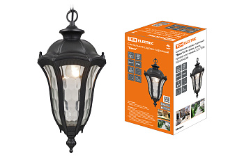 SQ0330-0205 Светильник садово-парковый "Вена" 60 Вт, подвес, алюм., прозрачное/черный Е27, TDM