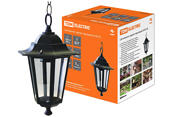 SQ0330-0010 Светильник 6100-05 садово-парковый шестигранник, 100Вт, подвес, черный TDM