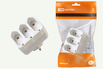 SQ1806-0205 Блок на 3 гнезда 2П 2,5 А 250 B под плоскую вилку белый TDM