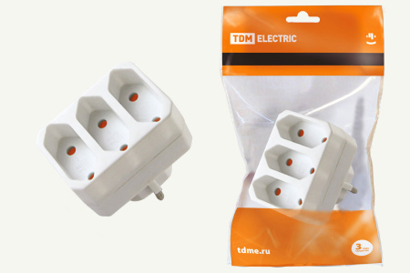 SQ1806-0205 Блок на 3 гнезда 2П 2,5 А 250 B под плоскую вилку белый TDM - купить выгодно в Электромеханике