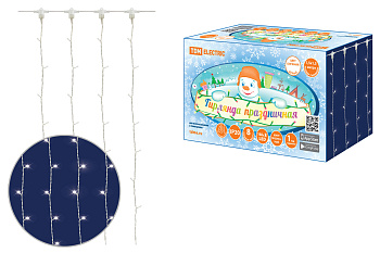 SQ0361-0069 Гирлянда светодиодная "Занавес" 1,5х1,5 м, 168LED, белый, 8 режимов, 250 В, IP20, TDM