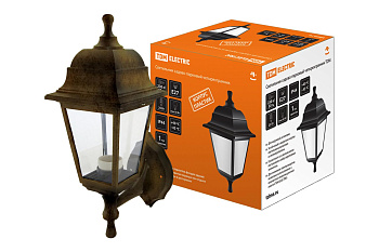 SQ0330-0714 Светильник садово-парковый НБУ 04-60-001 четырехгранник, настенный, пластик, бронза TDM