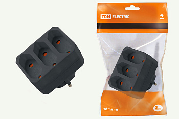 SQ1806-0305 Блок на 3 гнезда 2П 2,5 А 250 B под плоскую вилку черный TDM