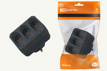 SQ1806-0305 Блок на 3 гнезда 2П 2,5 А 250 B под плоскую вилку черный TDM - купить выгодно в Электромеханике