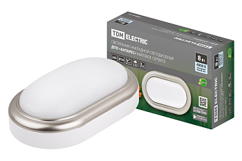 SQ0354-0017 Светильник накладной LED ДПО "Антарес" 8Вт 4000К овал 168*100*58 мм мат.серебро IP54 TDM