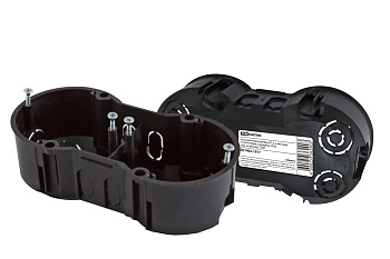 SQ1402-1917 Установочная коробка СП 2-х местная, 141х70х45мм, саморезы, IP20, инд. штрихкод, TDM