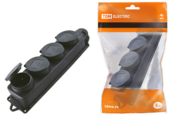 SQ0612-0011 Розетка четырехместная с заглушками каучук 2Р+РЕ 16А 250В IP44 TDM