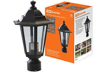 SQ0330-0003 Светильник 6060-03 садово-парковый шестигранник, 60Вт, на опору, черный TDM