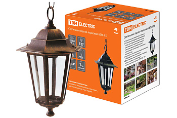 SQ0330-0015 Светильник 6060-15 садово-парковый шестигранник, 60Вт, подвес, бронза TDM